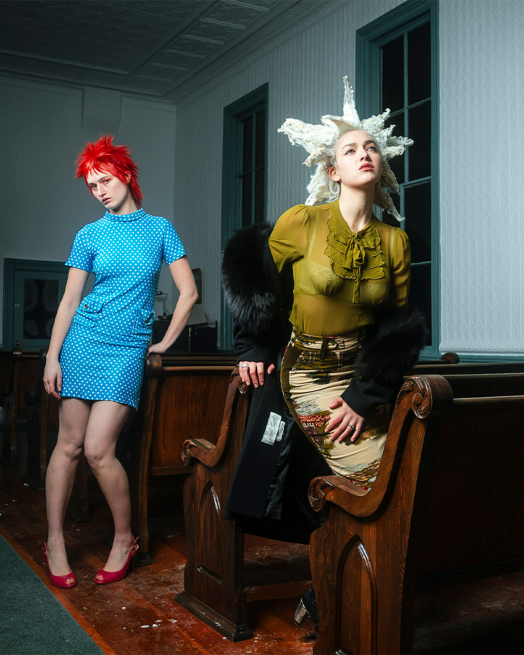 Avant Garde Wig and Red Bowie Style Hair  - Styles by Strider - Texture Becomes Form Collection